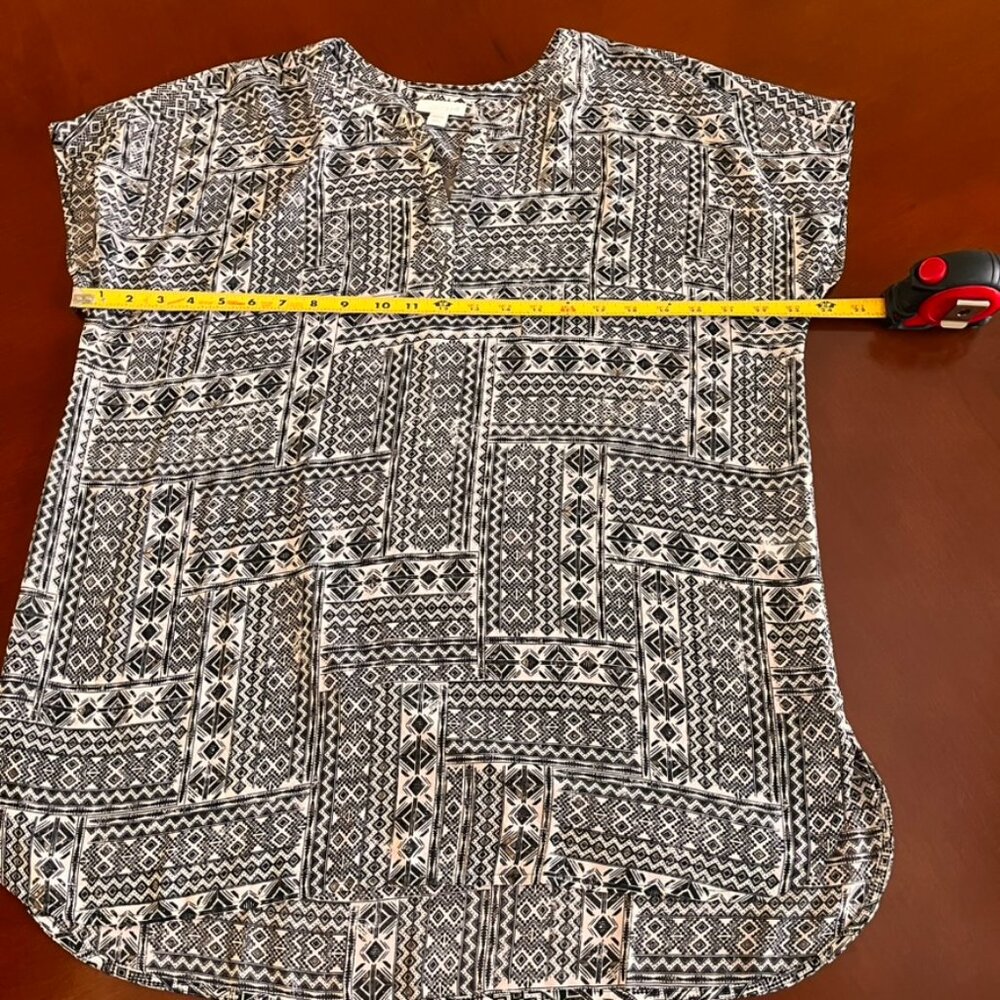 Women’s J.Jill Sheer Tunic Cover Up Aztec Geometric Black White Size LP NWT‎ - Picture 7 of 8